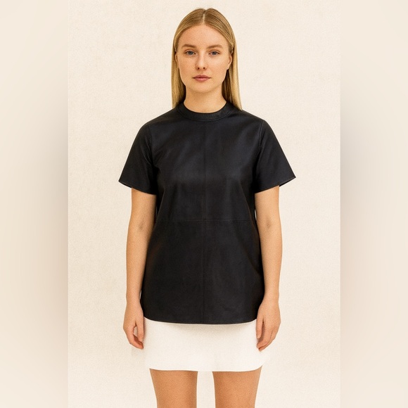 Givenchy black leather blouse size 38 - Picture 1 of 7